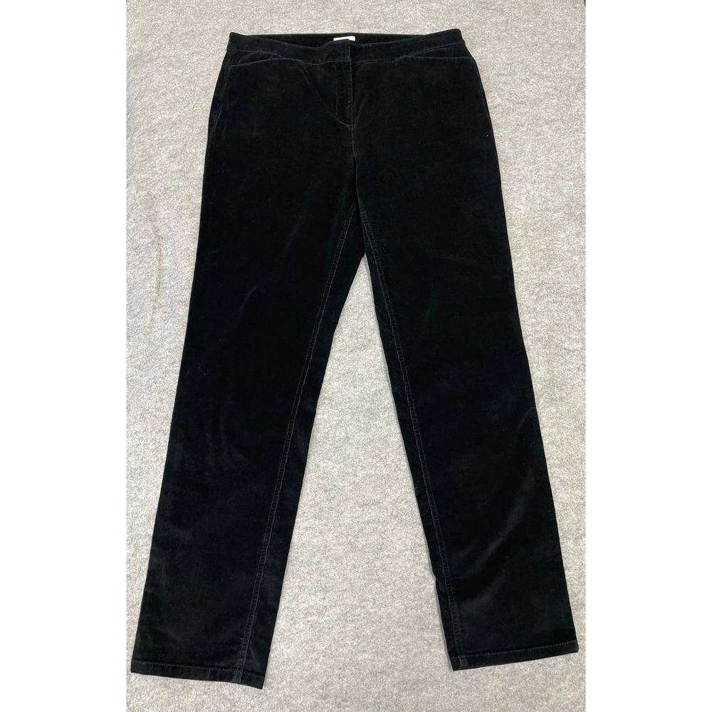 J. Jill Black Corduroy Straight Leg Pants Womens 14 Tall Stretch Cotton Blend